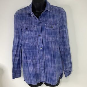 Madewell Top Shirt Button Up Long Sleeve blue XS